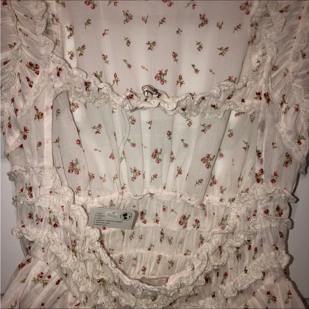 Intimately by Free People Juliet Boho Cottagecore Ruffled Printed Bodysuit sz M